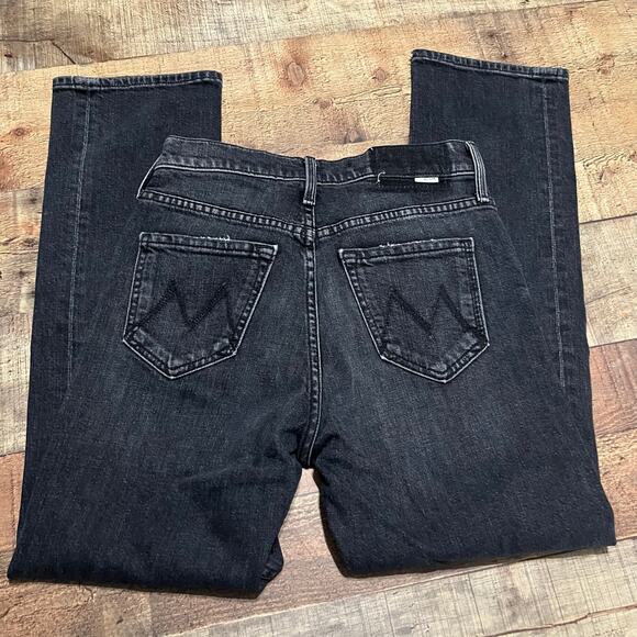 MOTHER Superior The Tomcat Hidden Button Fly Crop Straight Leg Jeans Black Sz 24 - Picture 8 of 8